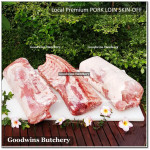 Pork CHOP SKIN ON T-BONE (with tenderloin) 3/4" 2cm frozen Local Premium (price/pack 700g 2pcs)
